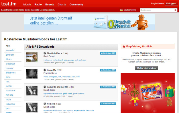 Klicken Sie zu Last.fm.